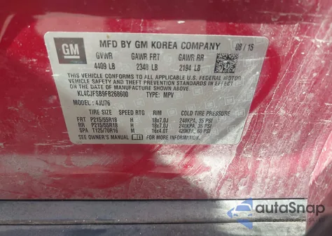 2015 Buick Encore Convenience из США, поврежденный, VIN KL4CJFSB9FB268600